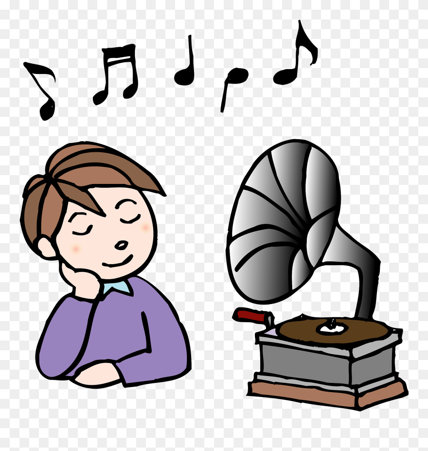Phonograph Gramophone Music Man Clipart - 音楽 鑑賞 イラスト - Png Download