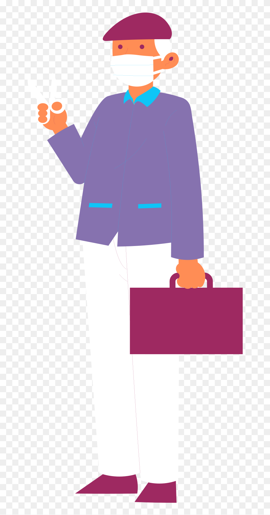 Old Man Wearing Mask - Illustration Clipart