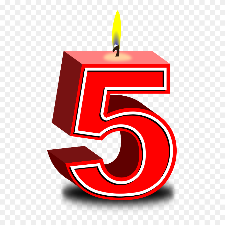 Transparent Birthday Area Line Symbol Clipart For Occasions - Number 5 Candle Png