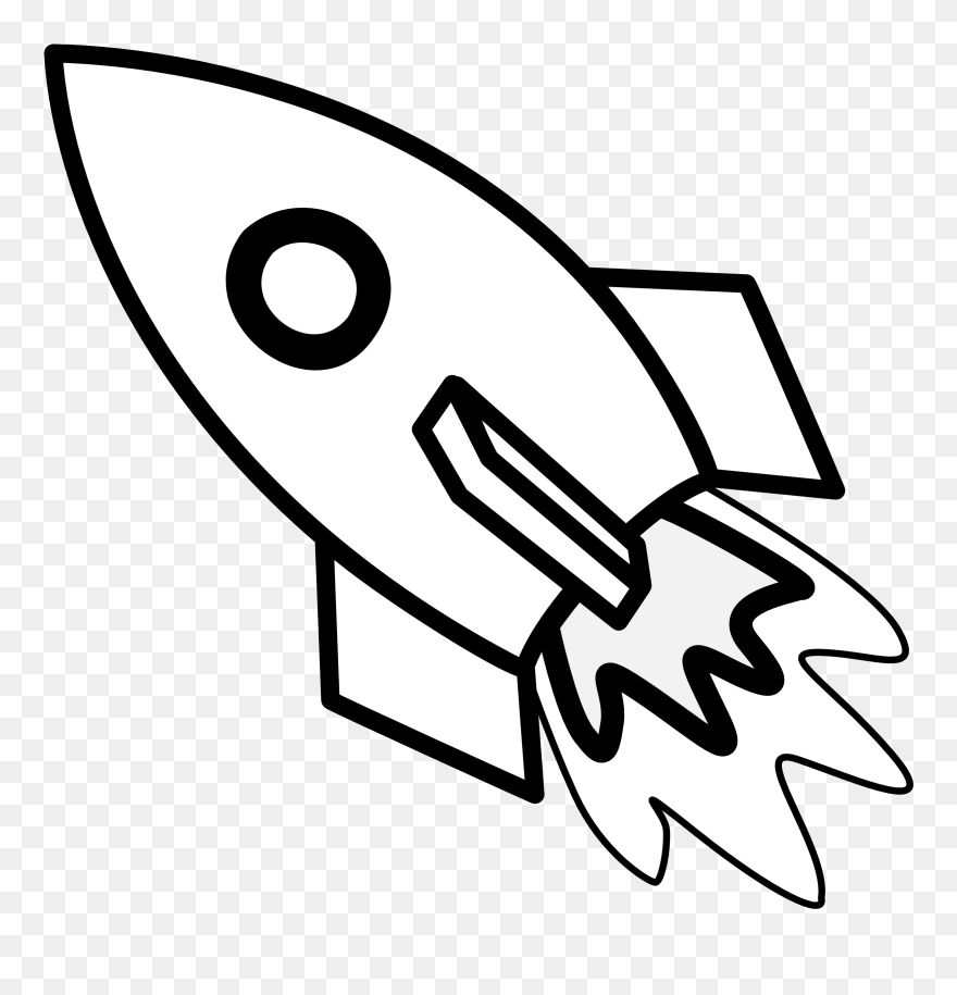 Black And White Rocket Ship Clip Art - Png Download