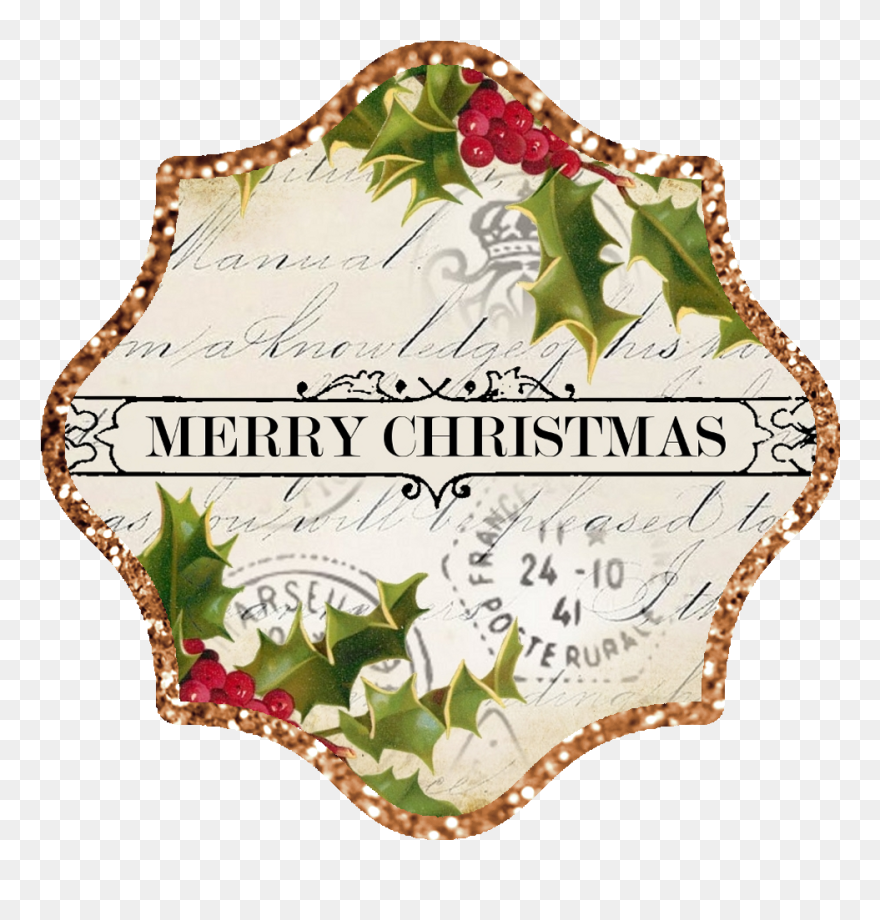 Transparent Merry Christmas Gold Png - Free Clip Art Merry Christmas Vintage