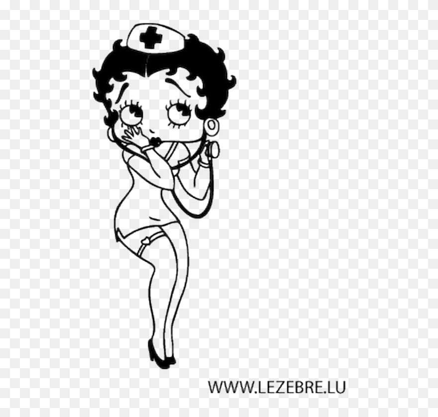 Betty Boop Nurse Clipart Black And White - Png Download