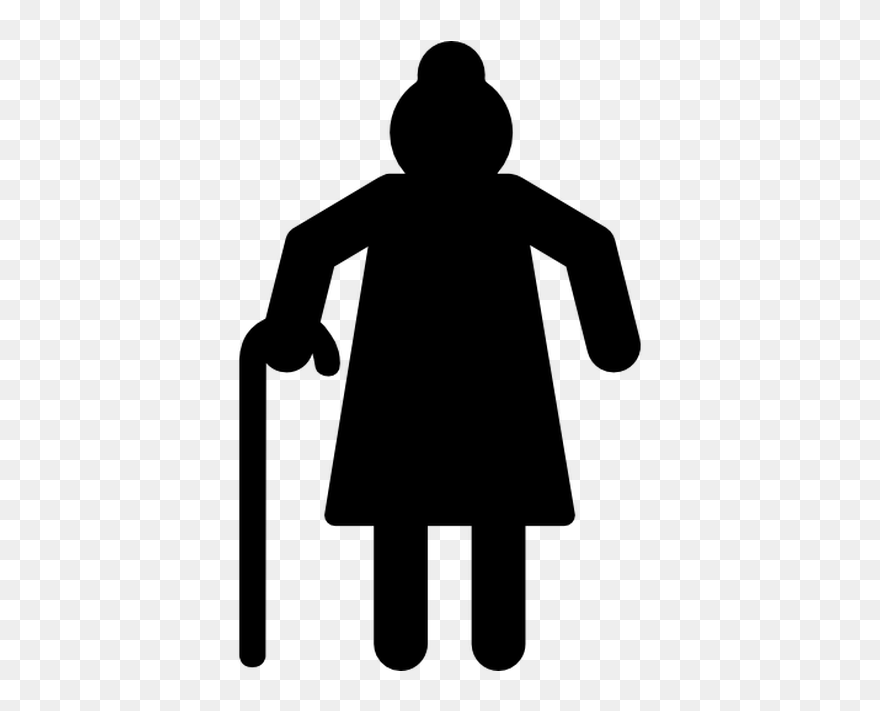 Computer Icons Old Age Symbol Clip Art - Silhouette Old Woman Clipart - Png Download
