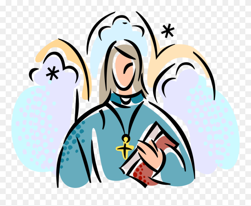 Vector Illustration Of Christian Female Priest Or Minister Clipart