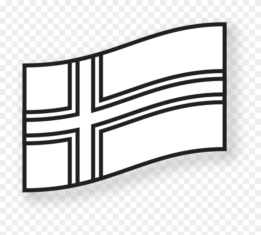 Transparent Flag Clipart Black And White - Iceland Flag Black And White - Png Download