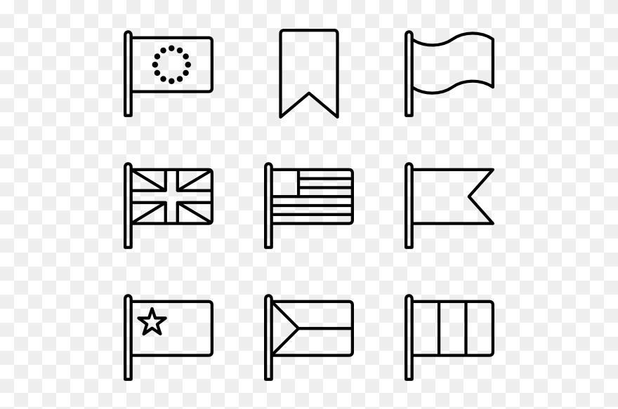 Flags Clipart Outline - Flag Icon B&w - Png Download