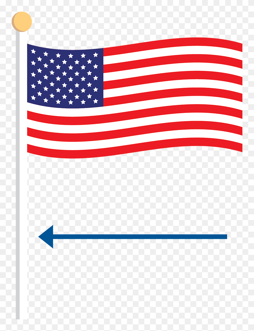 Transparent Flag Pole Clip Art - Usa Flag Waving Png