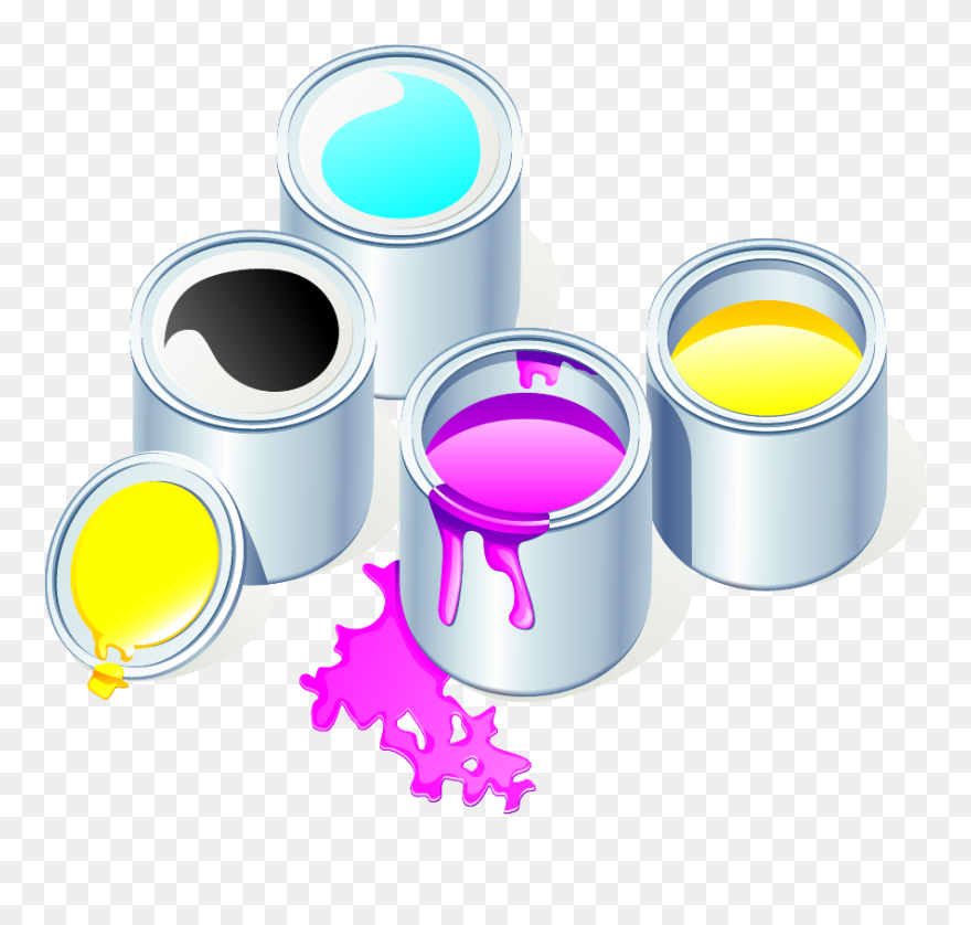 Commercial Print Services - Color Paint Cans Png Clipart