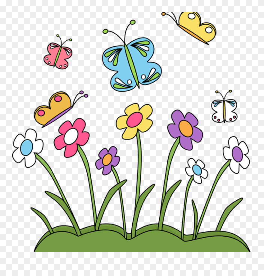 Transparent Spring Teacher - Butterflies And Flowers Clipart - Png Download