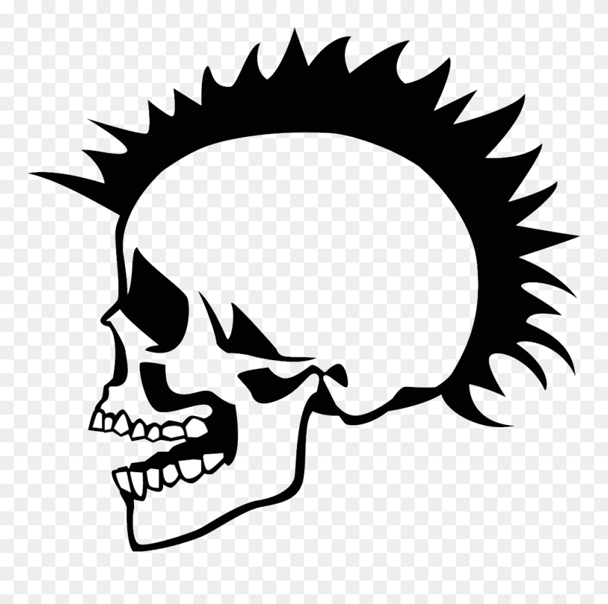 Punk Hair Skull Png - Skull With Brain Vector Clipart
