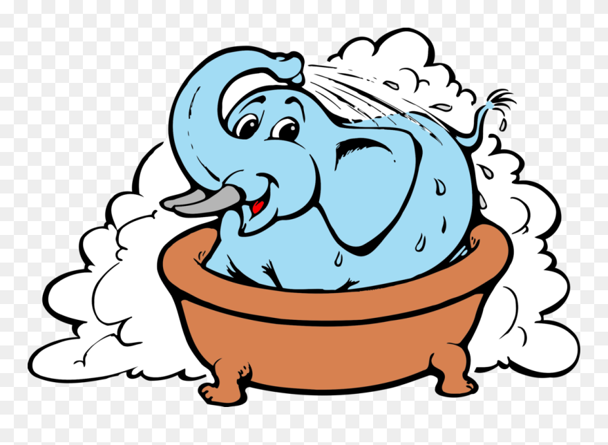Elephant Washing - Washing An Elephant Cartoon Clipart