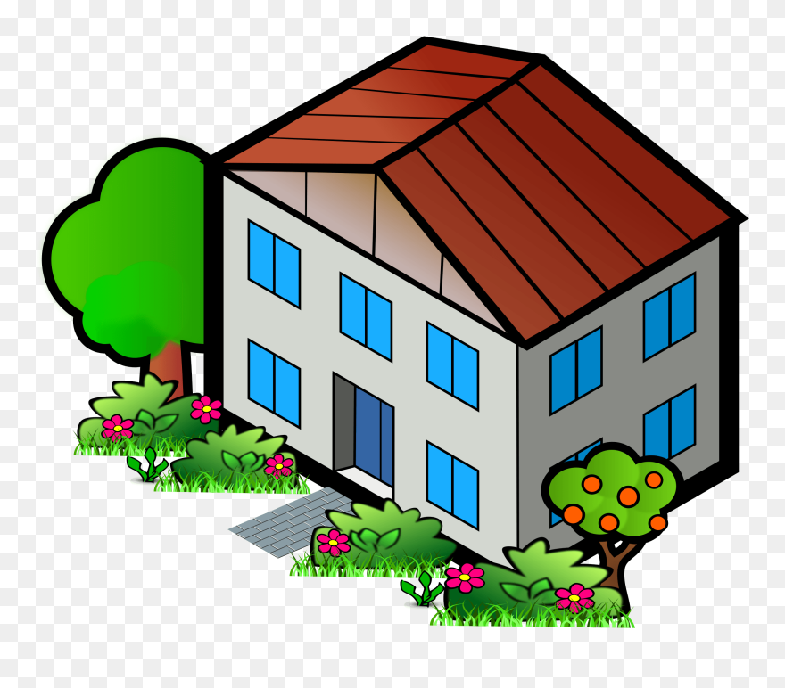 Leave House Clipart - Flat Roof House Clipart - Png Download