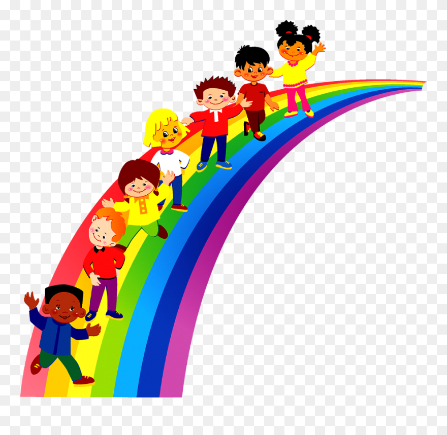 Kindergarten Rainbow - Kindergarten School Kids Clipart - Png Download