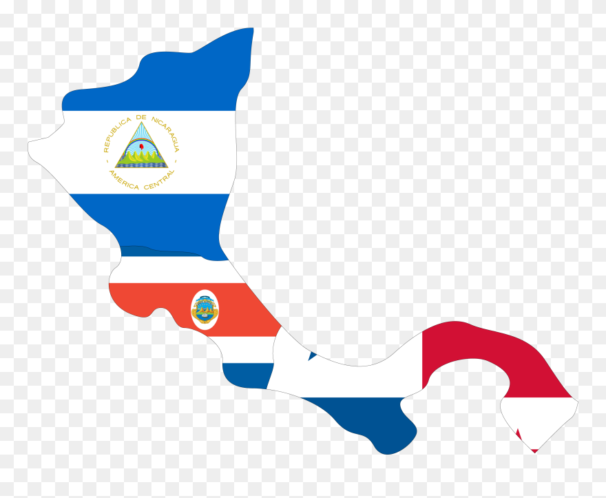 Map Of Nicaragua, Costa Rica, And Panama - Nicaragua Costa Rica Y Panama Png Clipart