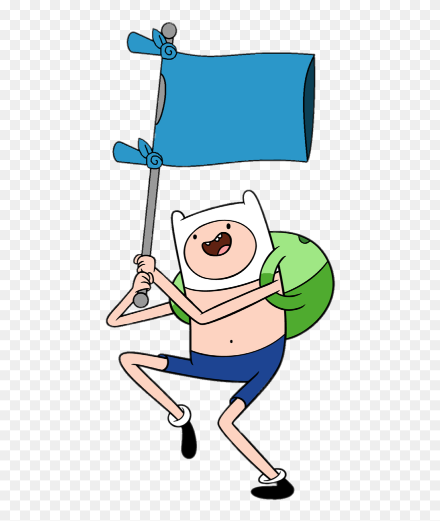 Adventure Time Finn Holding T-shirt Flag - Adventure Time Finn Png Clipart