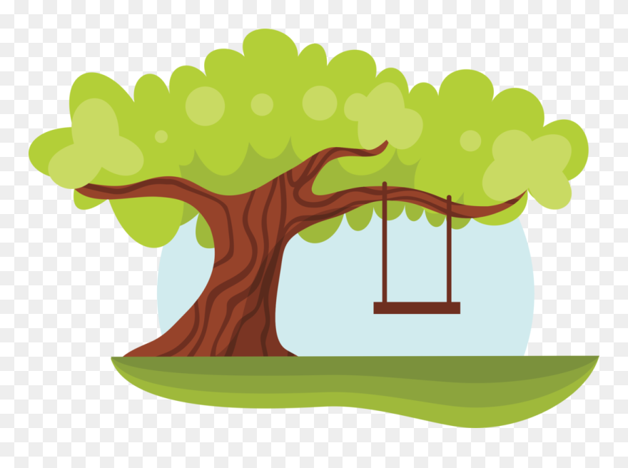 Plant,art,house - Cartoon Tree With Swing Clipart