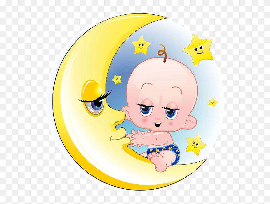 Baby Girl And Boy On Moon Cartoon Clip Art Images Funny - Png Download