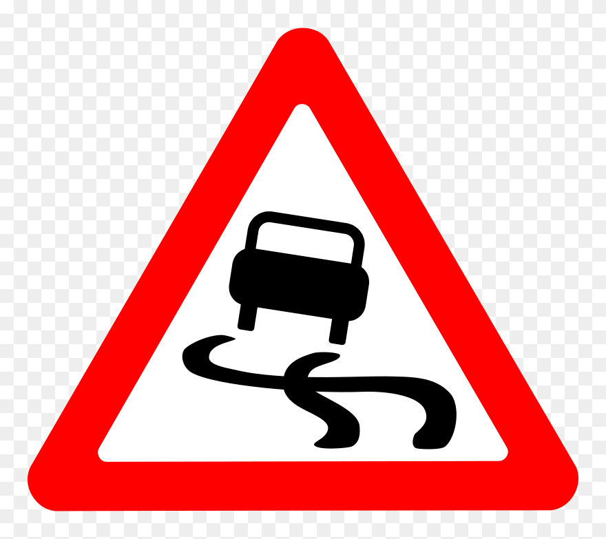 Roadsign Slippery - Road Sign Clipart - Png Download