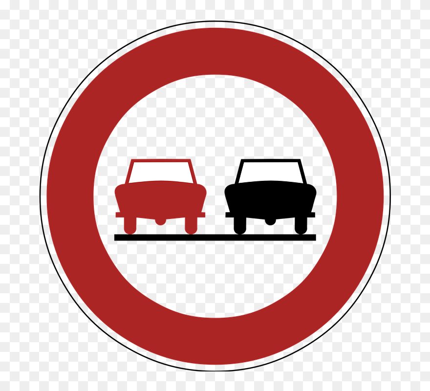 No Overtaking Road Sign - No Overtaking Road Sign Png Clipart