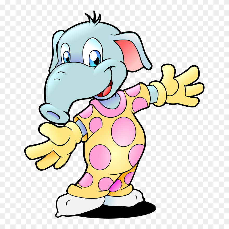 Free Cartoon Elephant Wearing Pajama Clip Art - Cartoon Animal In Pajamas - Png Download