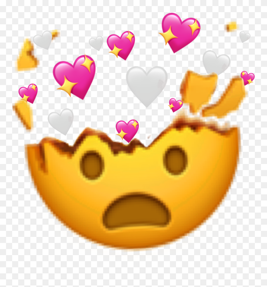 Exploding Head Emoji With Hearts Clipart
