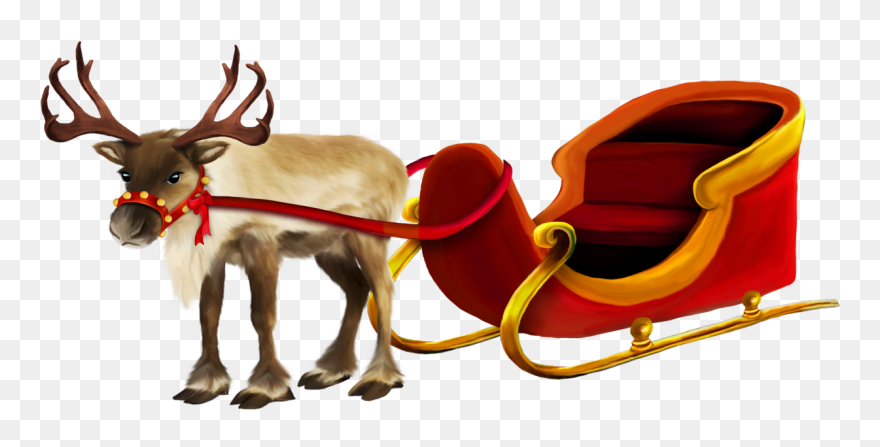 Reindeer And Sleigh Png Clipart