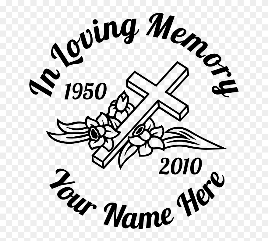 In Loving Memory Cross With Flowers Sticker - Loving Memory Decals Clipart