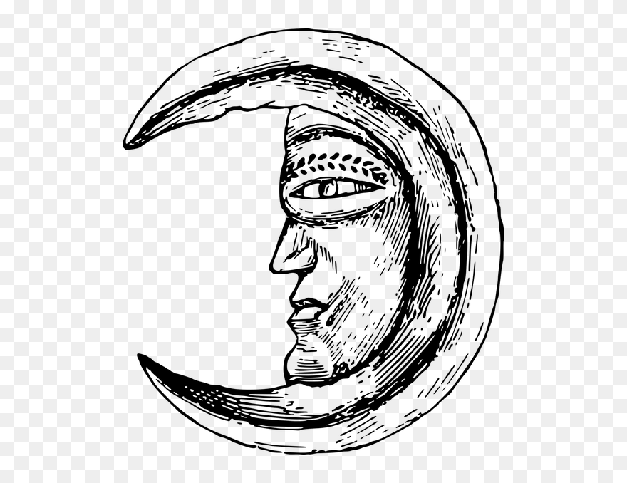 Collection Of Free Alone Drawing Poetic Download On - Man In The Moon Png Clipart