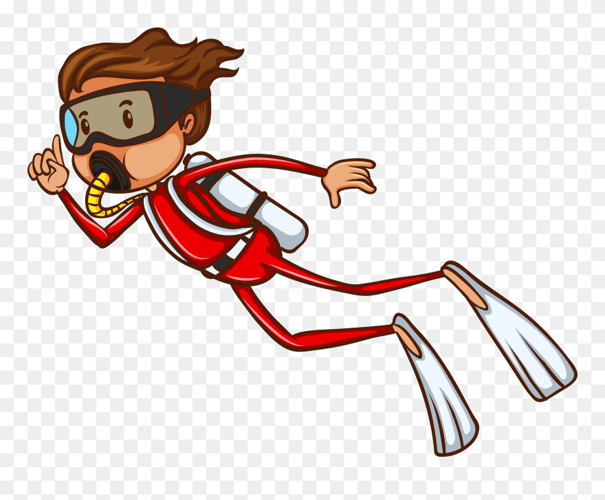 Scuba Clipart Underwate Diver - Scuba Diving Cartoon Png Transparent Png