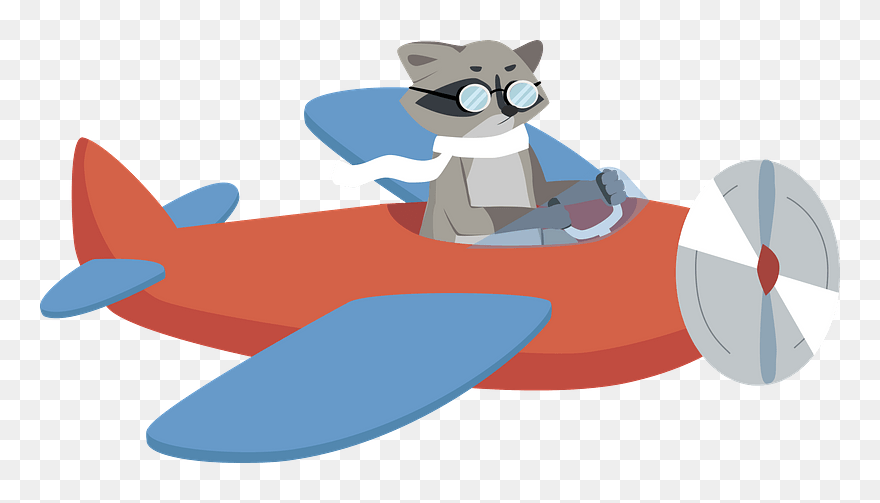 Racoon And Plane Clipart - Cartoon - Png Download