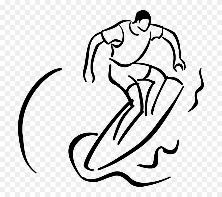 Vector Illustration Of Surfer Rides Surfboard While Clipart