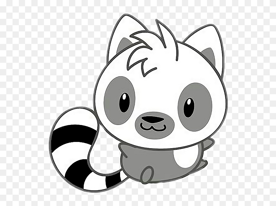 #freetoedit #cute #kawaii #racoon #grey #white #black - Ring Tailed Lemur Drawing Clipart