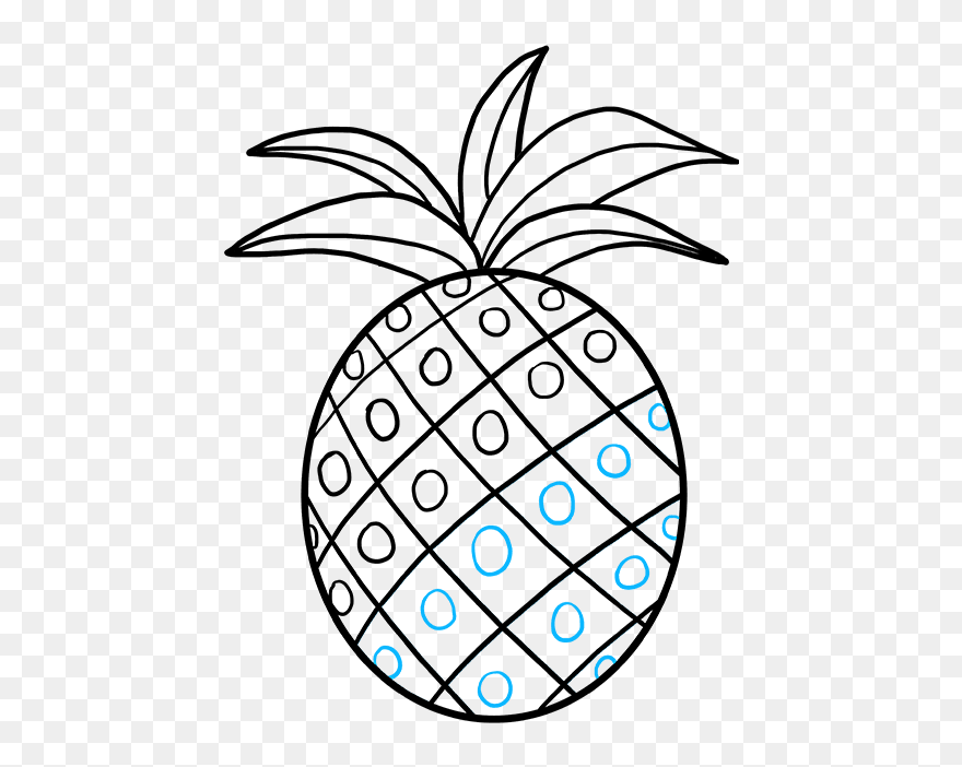 Drawn Pineapple Step By Step - Easy To Draw Fruit Clipart