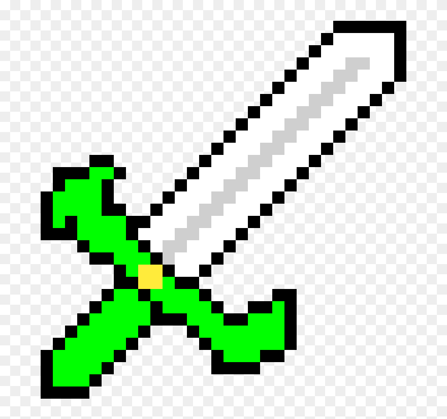 Pixel Sword Clipart, Hd Png Download - Minecraft Sword And Pickaxe Pixel Art Transparent Png