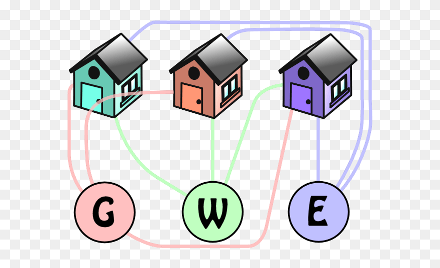 Three House Electricity Gas Water Clipart