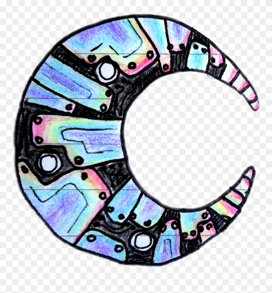 #moon #drawing #draw #holographic #mechanical #steampunk - Circle Clipart