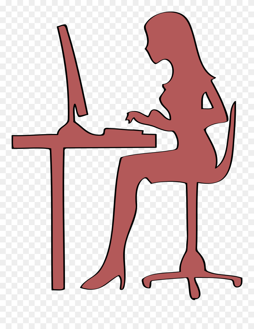 Sit Clipart Desk - Person At Computer Clipart - Png Download