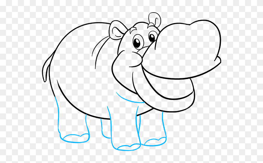 Rhinos Drawing Hippo - Cartoon Clipart