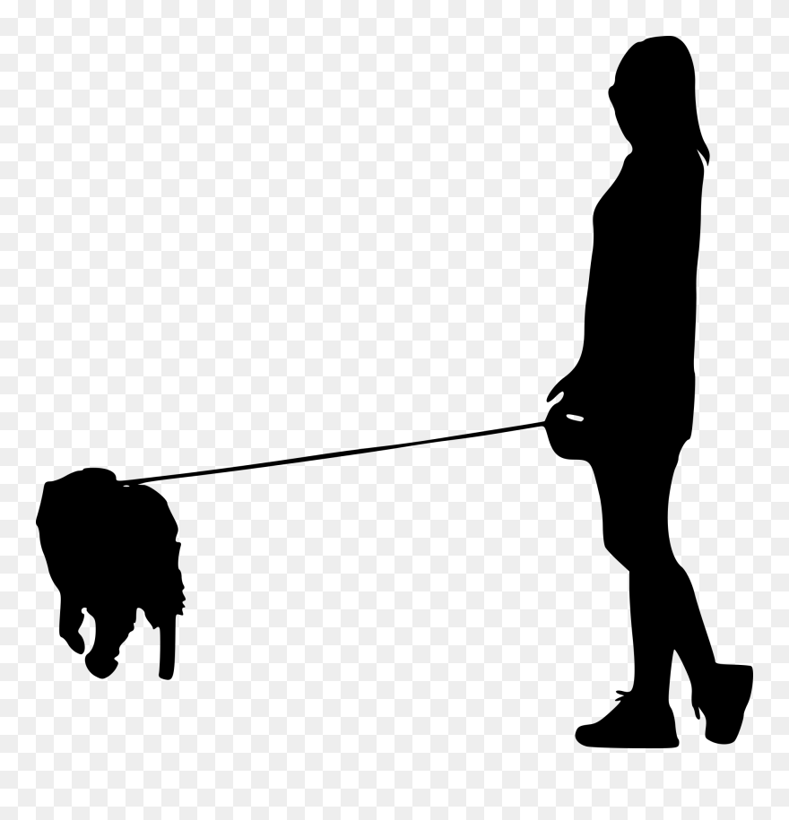 Dog Walker Clipart Clip Free Library Person Walking - Silhouette Person Walking Dog Png Transparent Png