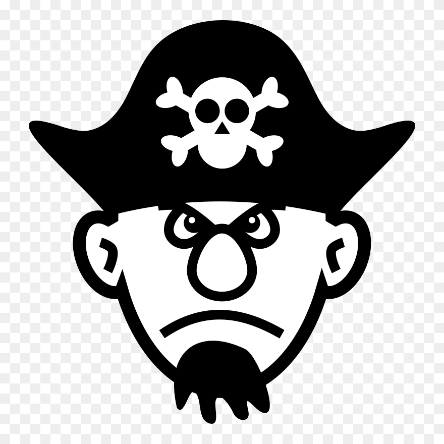 Angry Young Pirate - Pirate Clipart Black And White - Png Download