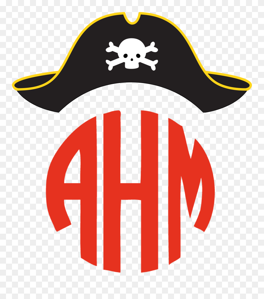 Pirate Hat Monogram Topper - Circle Monogram With Bow Free Svg Clipart