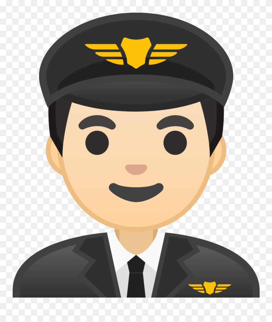 Man Pilot Light Skin Tone Icon - Arzt Emoji Clipart