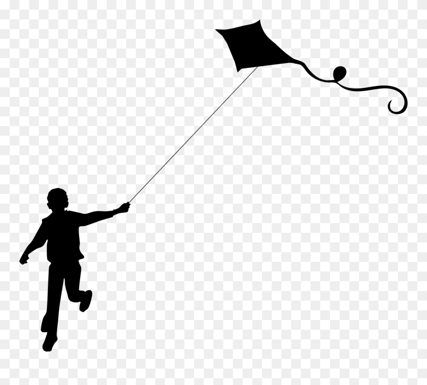 Fisherman Clipart Silhouette - Kite Flying Clip Art - Png Download