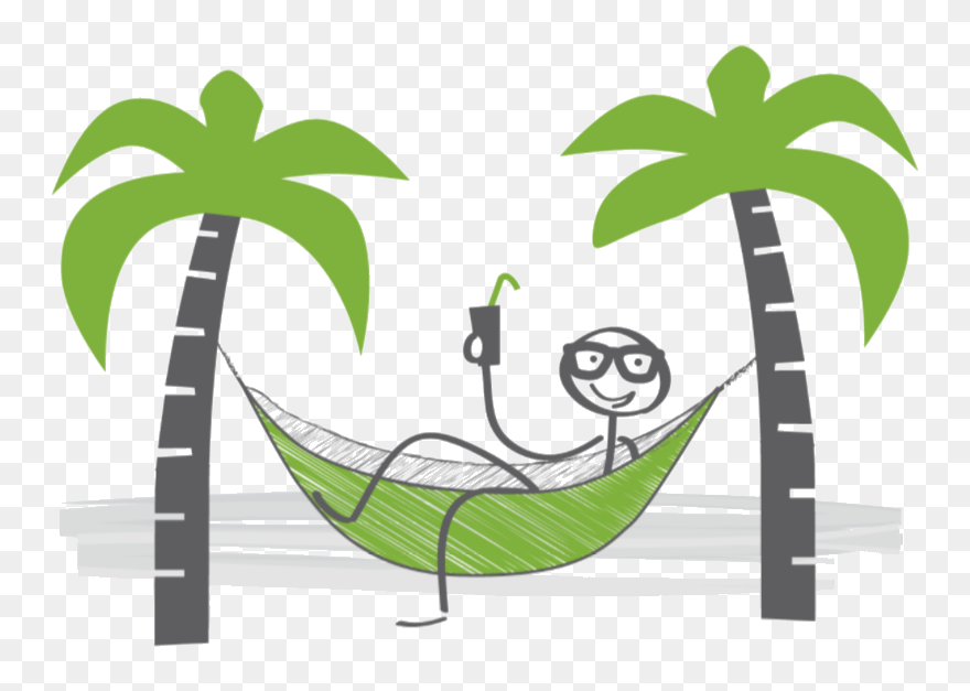 Palm Tree With Hammock Clipart Jpg Black And White - Stick Image Palm Tree - Png Download