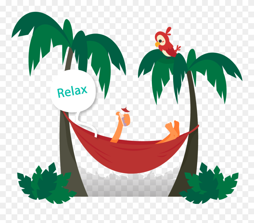 Transparent Myrtle Beach Clipart - Hammock Relaxation Cartoon - Png Download