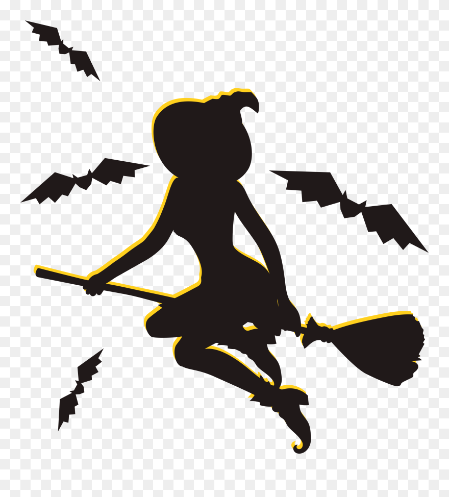 Halloween Witch Poster - Flying Sister Vector Clipart