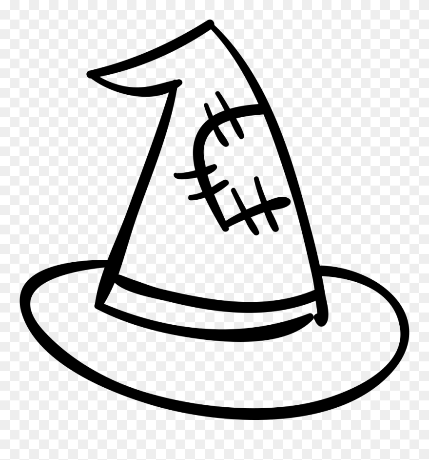 Halloween Witch Hat - Halloween Outline Witch Hat Clipart