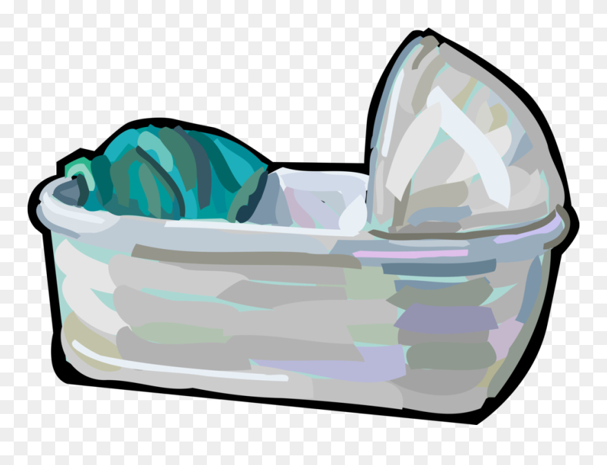 Vector Illustration Of Newborn Infant Baby Crib Bassinet - Infant Bed Clipart