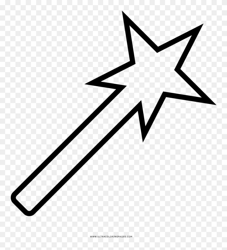 Transparent Magic Wand Png - Star Wand Coloring Page Clipart
