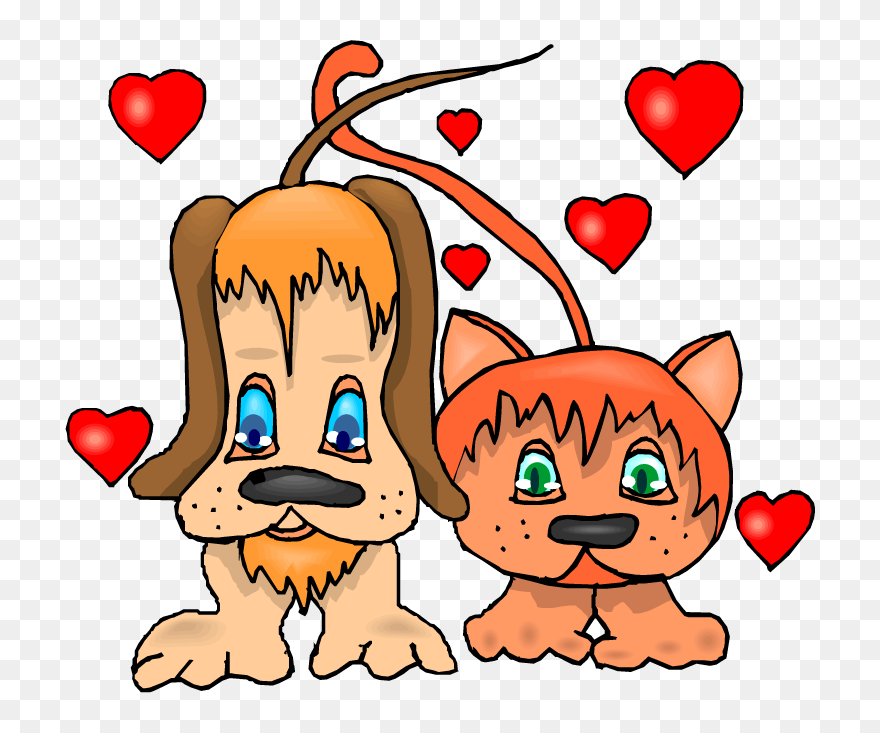 365 Days Of Fun In Marriage - Cat And Dog In The Heart Png Clipart